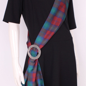 Sash, Ladies, Poly Silk with Plaid Ring, Lindsay Tartan